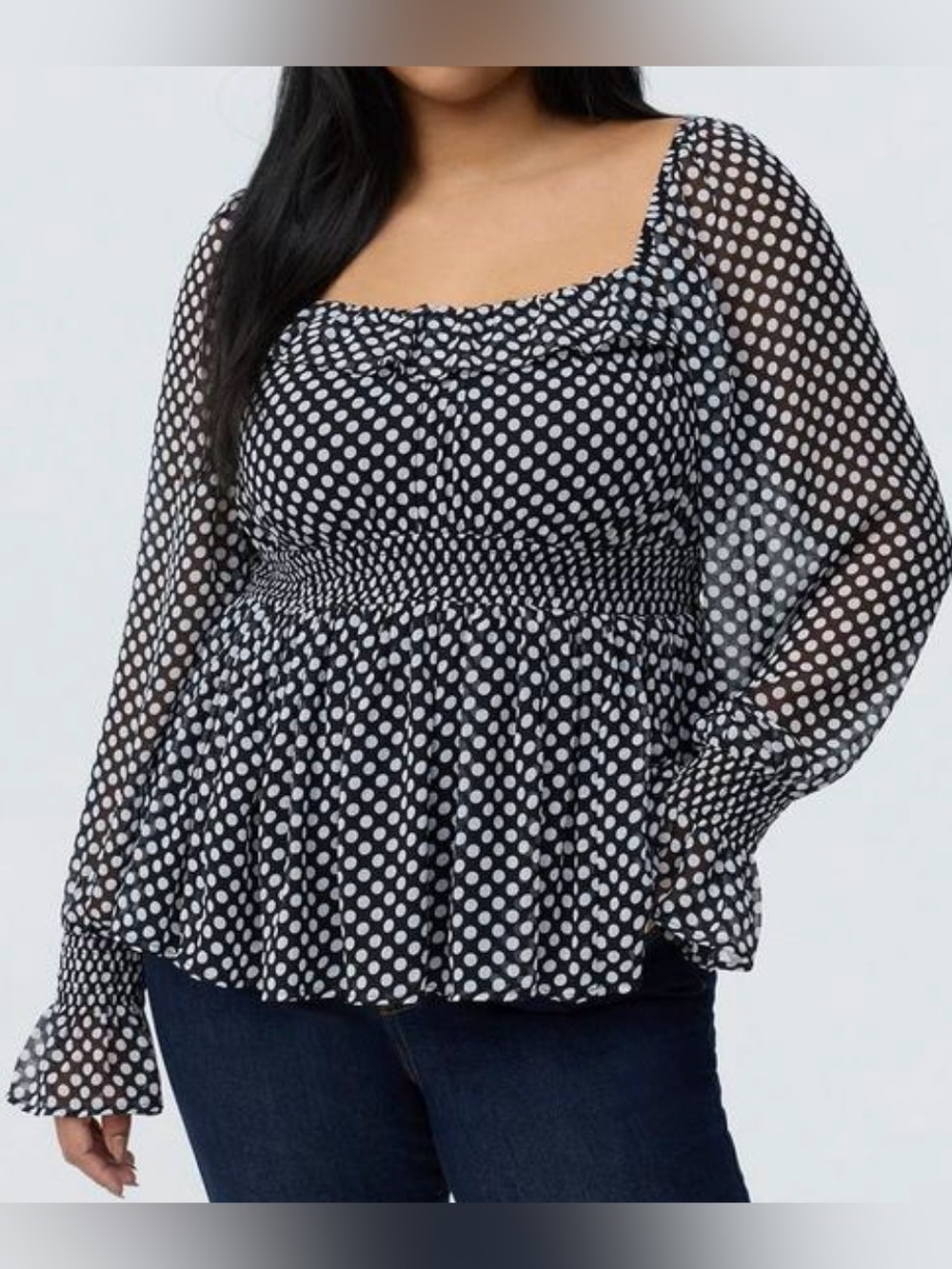 NWT Torrid ruffle smocked waist polka dot top, Torrid size 2, 2X